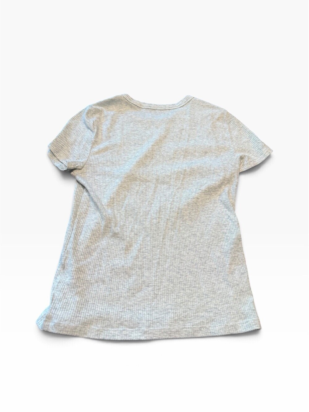 American Eagle Gray Ribbed Knit Crew Neck Short Sleeve Women's T-Shirt M - Picture 2 of 3